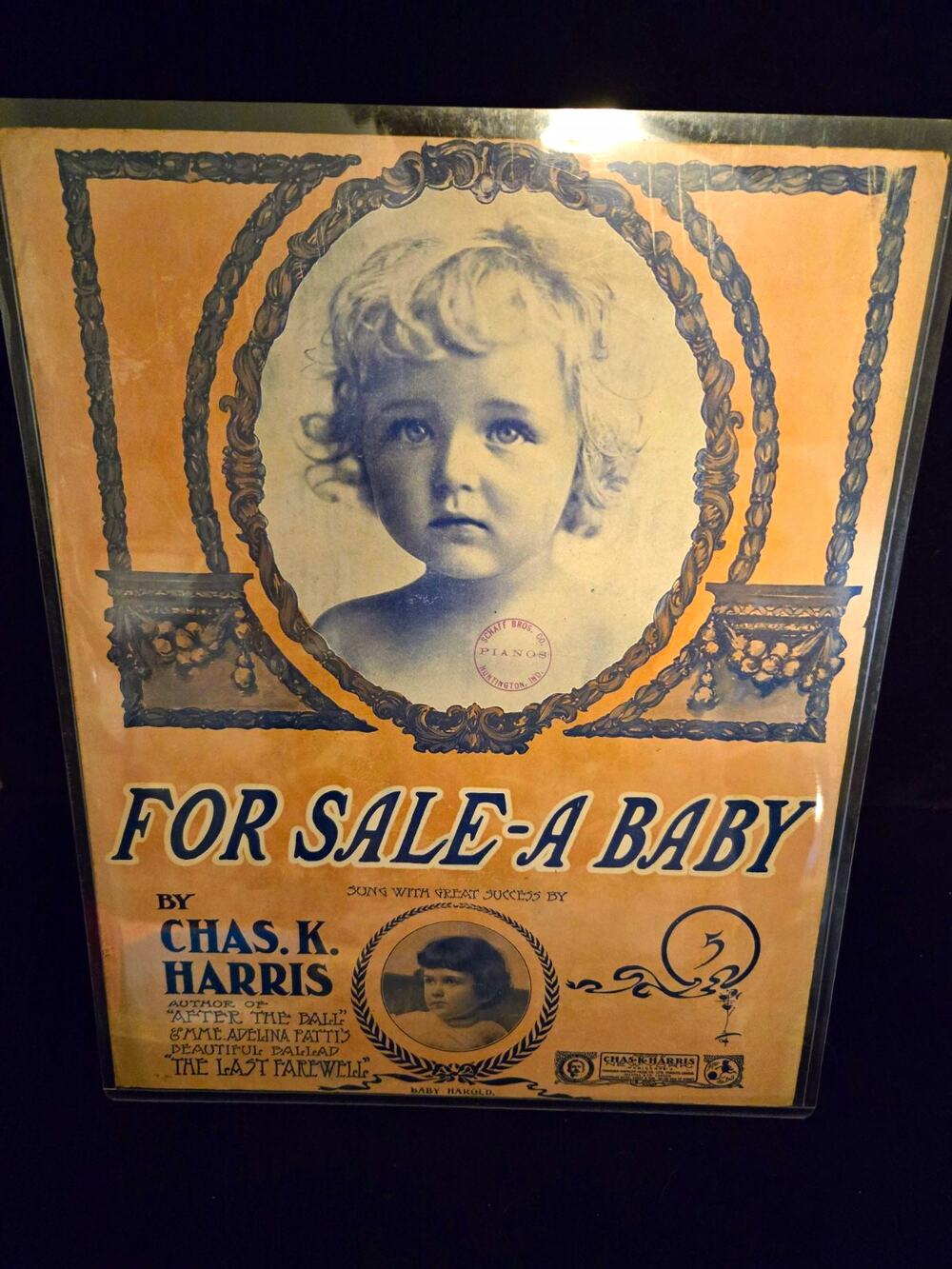 Chas. K. Harris For Sale - A Baby Sheet Music Vocal Solo Piano MPN 5